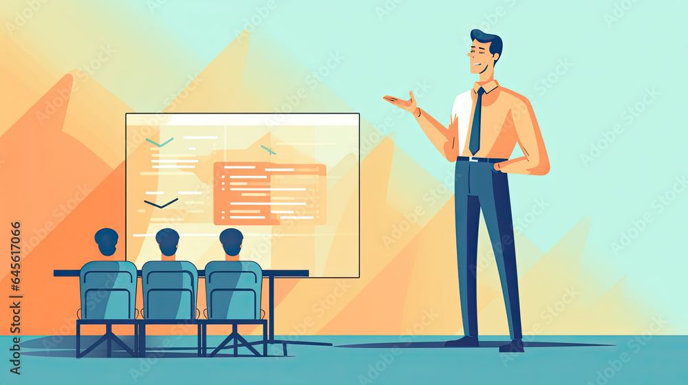 A man is giving a presentation at work A man is giving a presentation at work