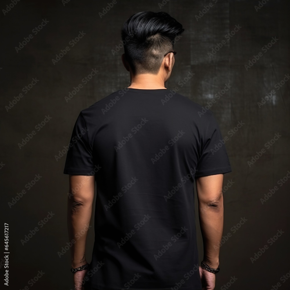 Illustration of a fashion portrait with plain t-shirt mockup, AI Generated Illustration of a fashion portrait with plain t-shirt mockup, AI Generated
