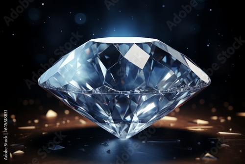 Diamond on a dark background. 3d rendering, 3d illustration. © Angus.YW