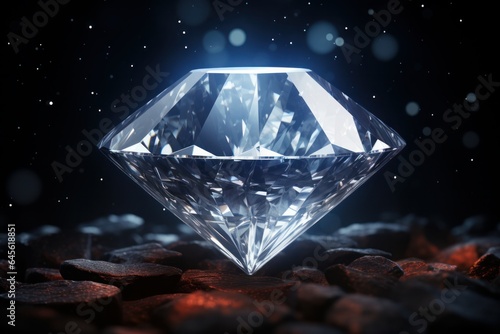 Diamond on a dark background. 3d rendering toned image