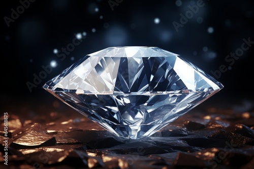 Diamond on a dark background. 3d rendering toned image.