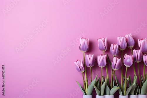 tulips on purple background, copy space #645621675