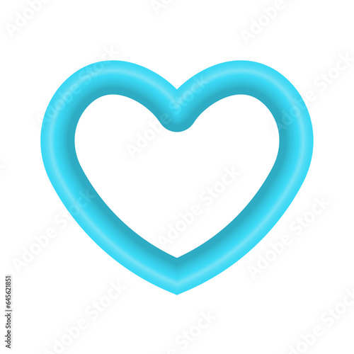 Vector blue shiny heart symbol realistic 3d vector illustration isolated on white background