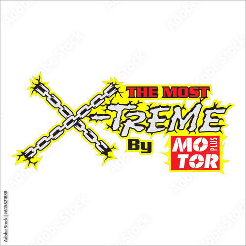 vector writing (the most x-treme by motor) in graffiti style can be used as graphic design
