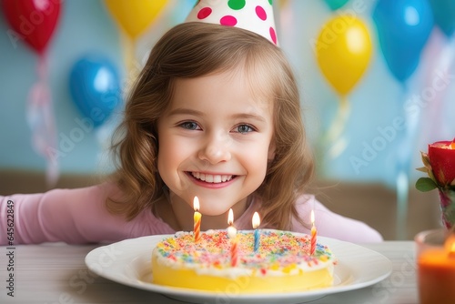 little girl with birthday cake