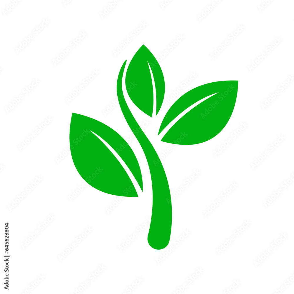 Vector simple flat green leaf design vector the concept of forest preservation by using natural products Vector simple flat green leaf design vector the concept of forest preservation by using natural products