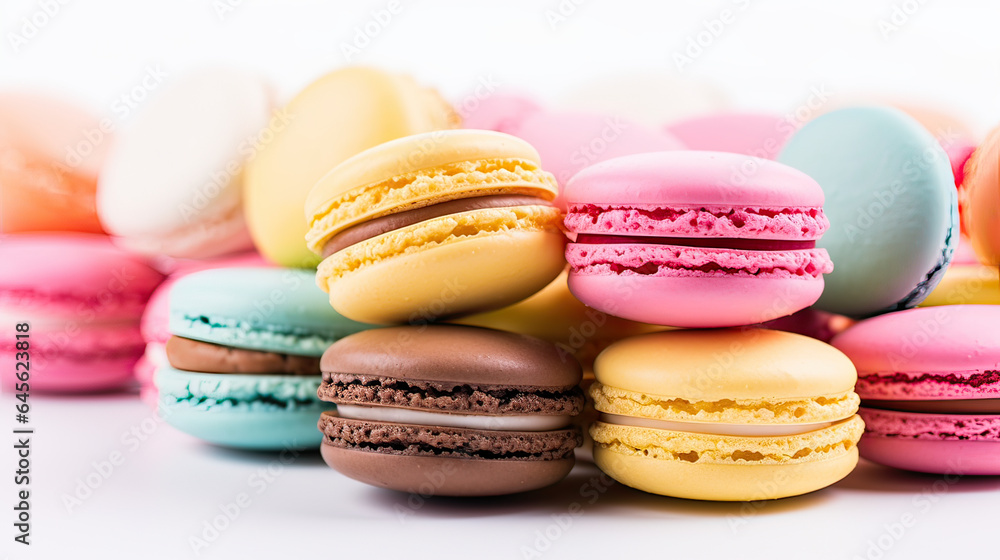 Close-up of colorful macarons AI generative Close-up of colorful macarons AI generative