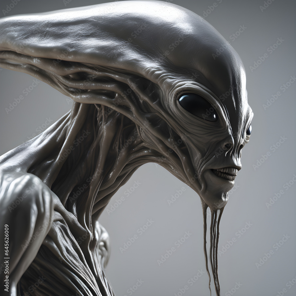 Naklejka premium Otherworldly Alien Faces: Exploring Alien Facial Appearances