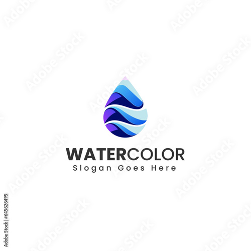 Vector Logo Illustration Water Gradient Colorful Style