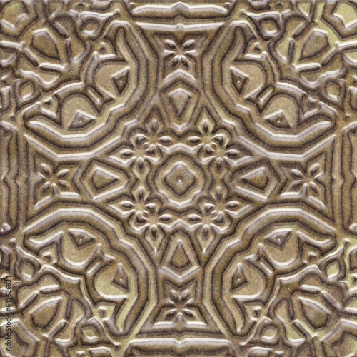 Stone carving, beige tile p...