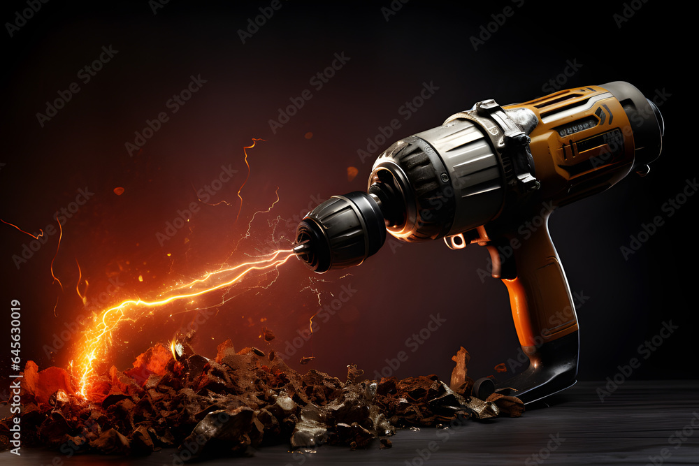 Cordless drill with drill also works as a screw gun. Cordless drill with drill also works as a screw gun.
