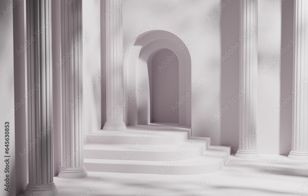 Elegant Ancient Greek Pillar Podiums on Cream Background. Elegant Ancient Greek Pillar Podiums on Cream Background.