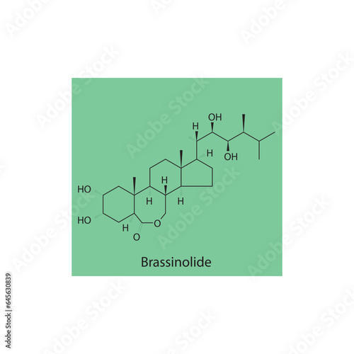 Brassinolide Plant Steroid - growth regulator Molecular structure skeletal formula on green background.