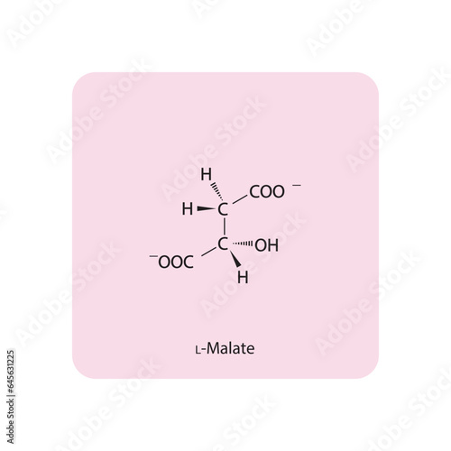 L-malate Dicarboxylic Acid - intermediate in energy metabolism Molecular structure skeletal formula on pink background.