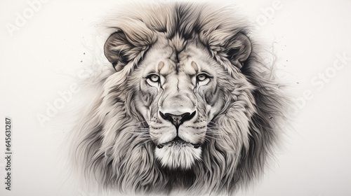 A detailed pencil drawing of a majestic lion s face  showcasing the power and grandeur of wildlife