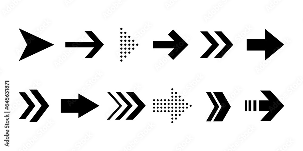 Set of black arrows vector. Arrows icon vector collection. Arrows vector icons set.