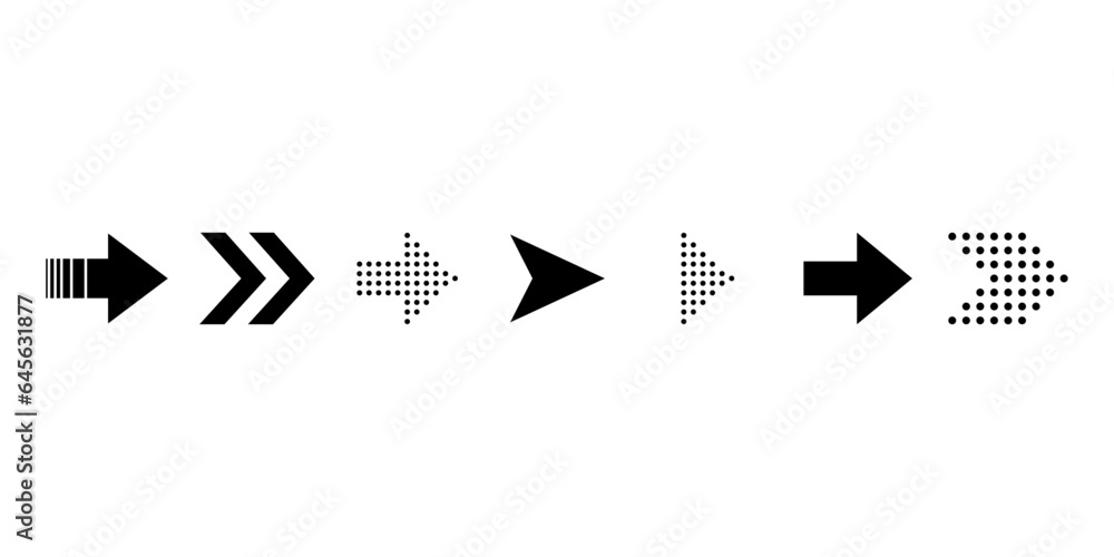 Arrows vector icons set. Vector set of black arrow signs and direction ...