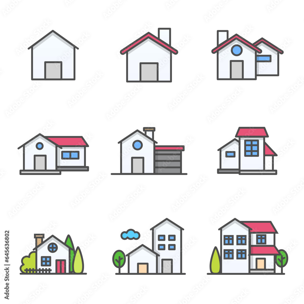 Home and House Building Vector colorful Icons