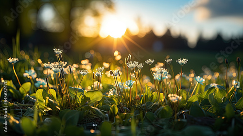 A Bunch of Flowers That Are Growing in the Grass With A Selective Focus © Image Lounge