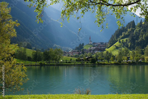 Panoramic view of Selva di Molini alpine village in Alto Adige, Italy photo