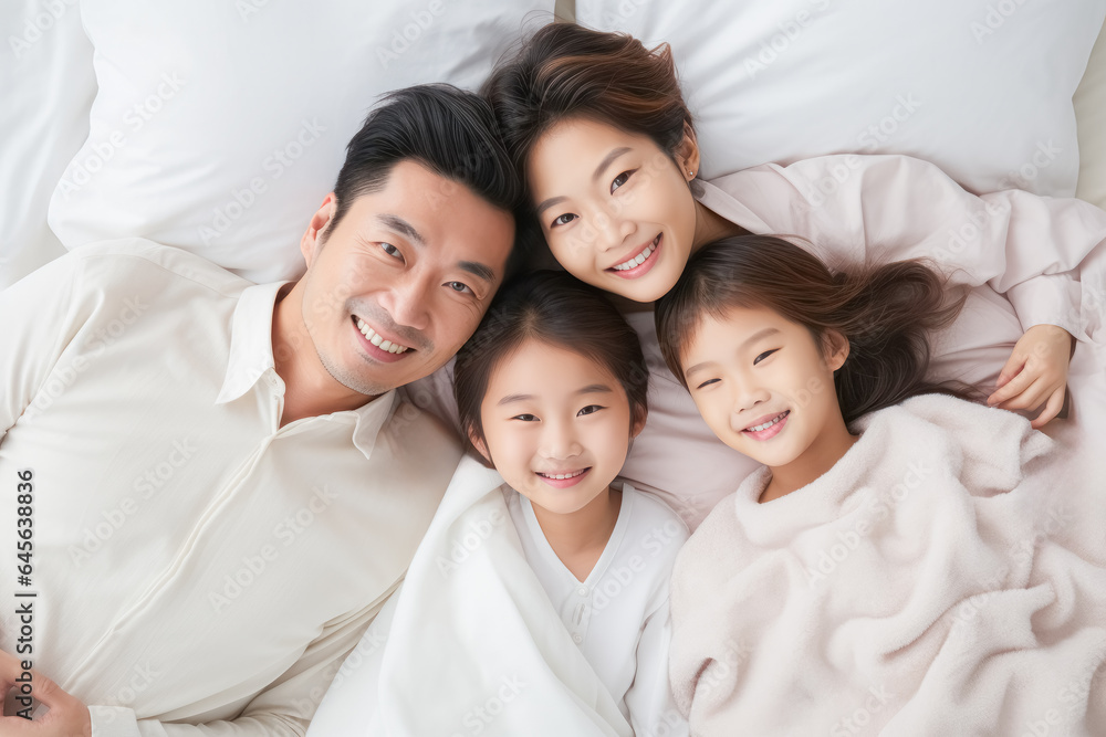 family, mother, father, bed, daughter, home, love, bedroom, happiness, lifestyle. close up to happy family and childhood on bed at home. everyone put on white pajama. everyone smile be honest family, mother, father, bed, daughter, home, love, bedroom, happiness, lifestyle. close up to happy family and childhood on bed at home. everyone put on white pajama. everyone smile be honest