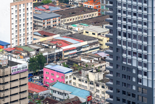 Canvas Print View of Kuala Lumpur from the upper floors of the skyscraper on cloudy day