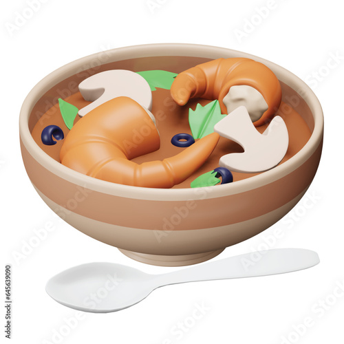 Hot soup 3d rendering isometric icon.
