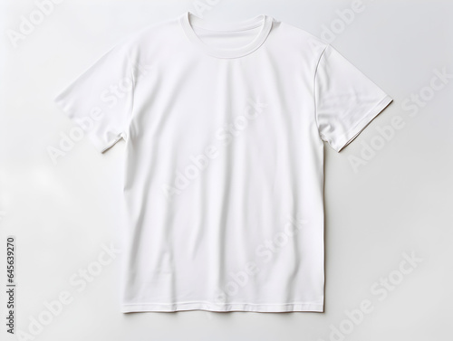 A Blank White plain T-shirt on white background