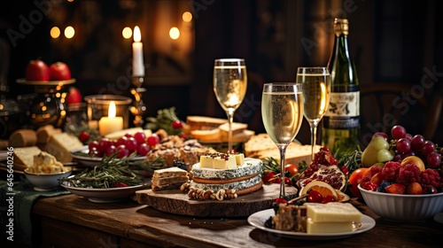 christmas  dinner  party  celebrate  festive  dining  friendship  luxury  new year  plate. christmas dinner party coming to celebrate. luxury dining long time to see and then candle and plate too much