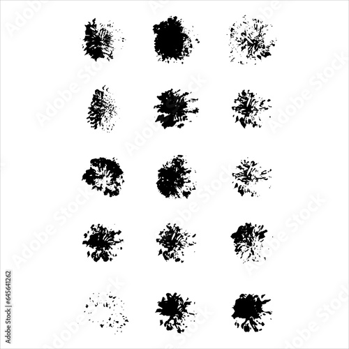 Abstract imprints. Set of the black grungy elements on white background.