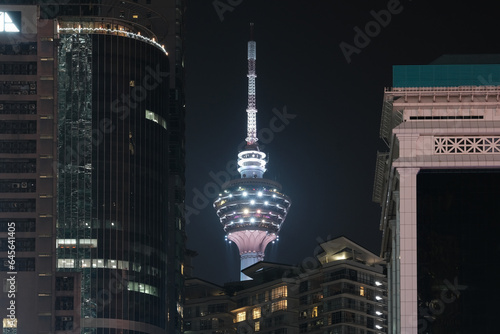 Photography Night view of Kuala Lumpur Tower, Malaysia.