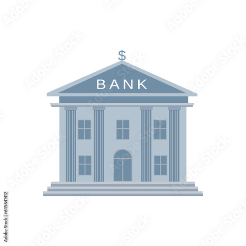 Obraz na płótnie Flat vector illustration of bank building isolated on white background w salonie