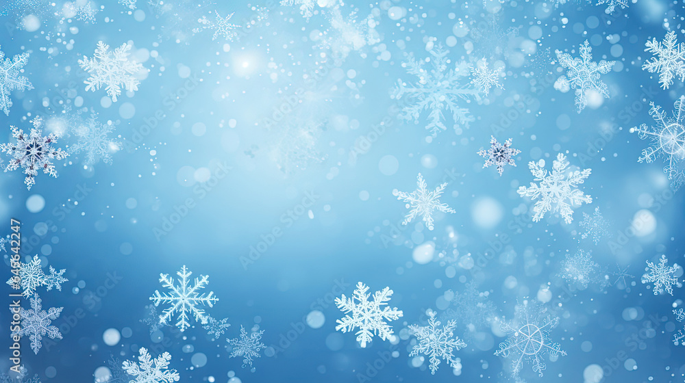 Abstract winter background with snow. Blue and white colors
