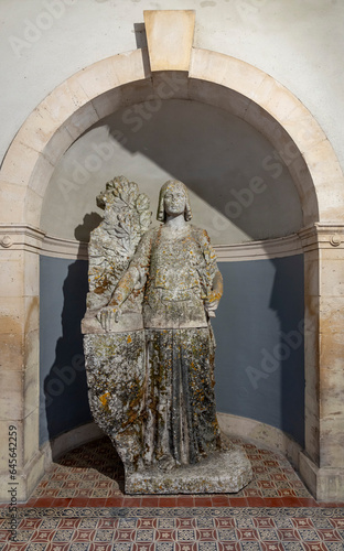 Chalons-en-Champagne, France - 09 01 2023: View of a statue from the Saint Loup church in passage Henri Vendel. photo