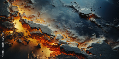 Volcanic planet, background in cold and hot colors, lava and space for text, energy and geothermal energy, generative AI