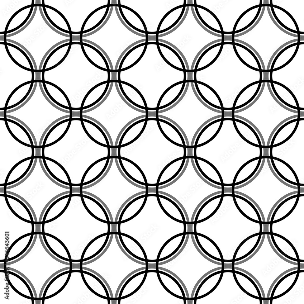 Fototapeta premium Seamless overlapping black pattern illustration on white