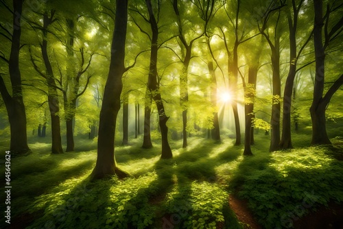 forest in the morning generated by AI technology © Sabir