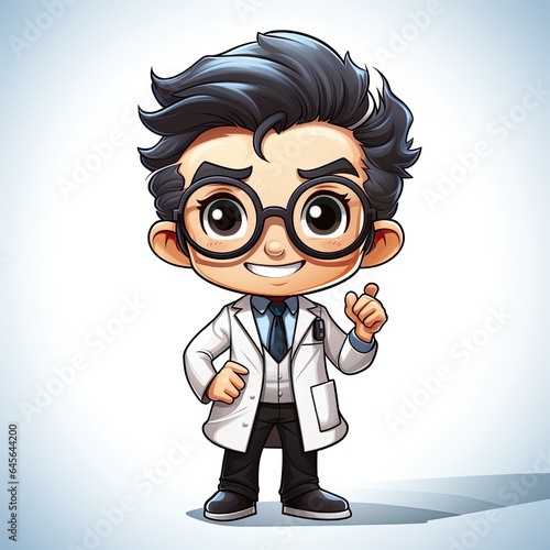 Cute Cartoon Scientist isolated on a white background
