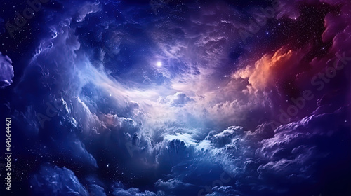 Dark Night Sky with Stars and Nebulous Clouds © Image Lounge