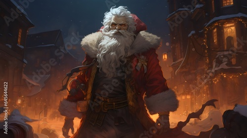 Portrait of a Evil Zombie Santa Claus, Christmas illustration, Christmas man