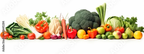 assortment of fresh organic vegetables on white background