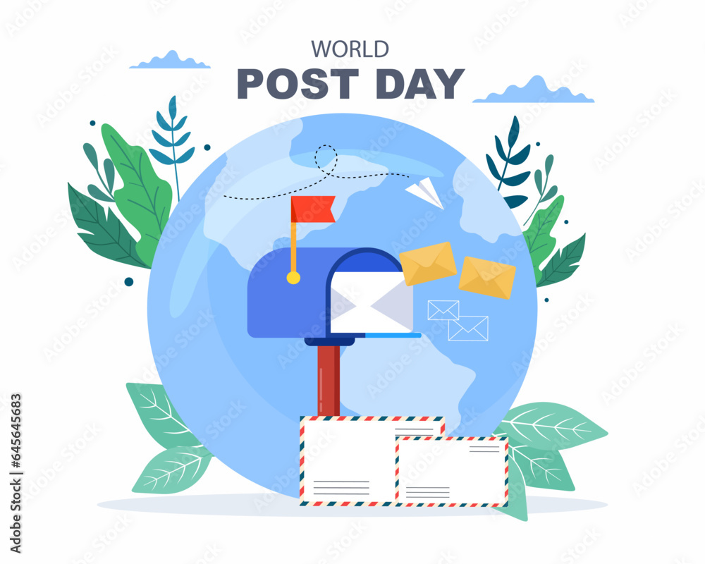 World Post Day celebration banner with mail postbox Which is Celebrated on October 9