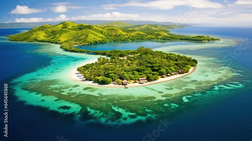 Aerial View of Beautiful Island in The Ocean Tourism and Travel Concept © Image Lounge