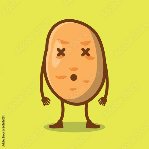 Vector Illustration Design of a Delightfully Dizzy Hand-Drawn Adorable Potato Character