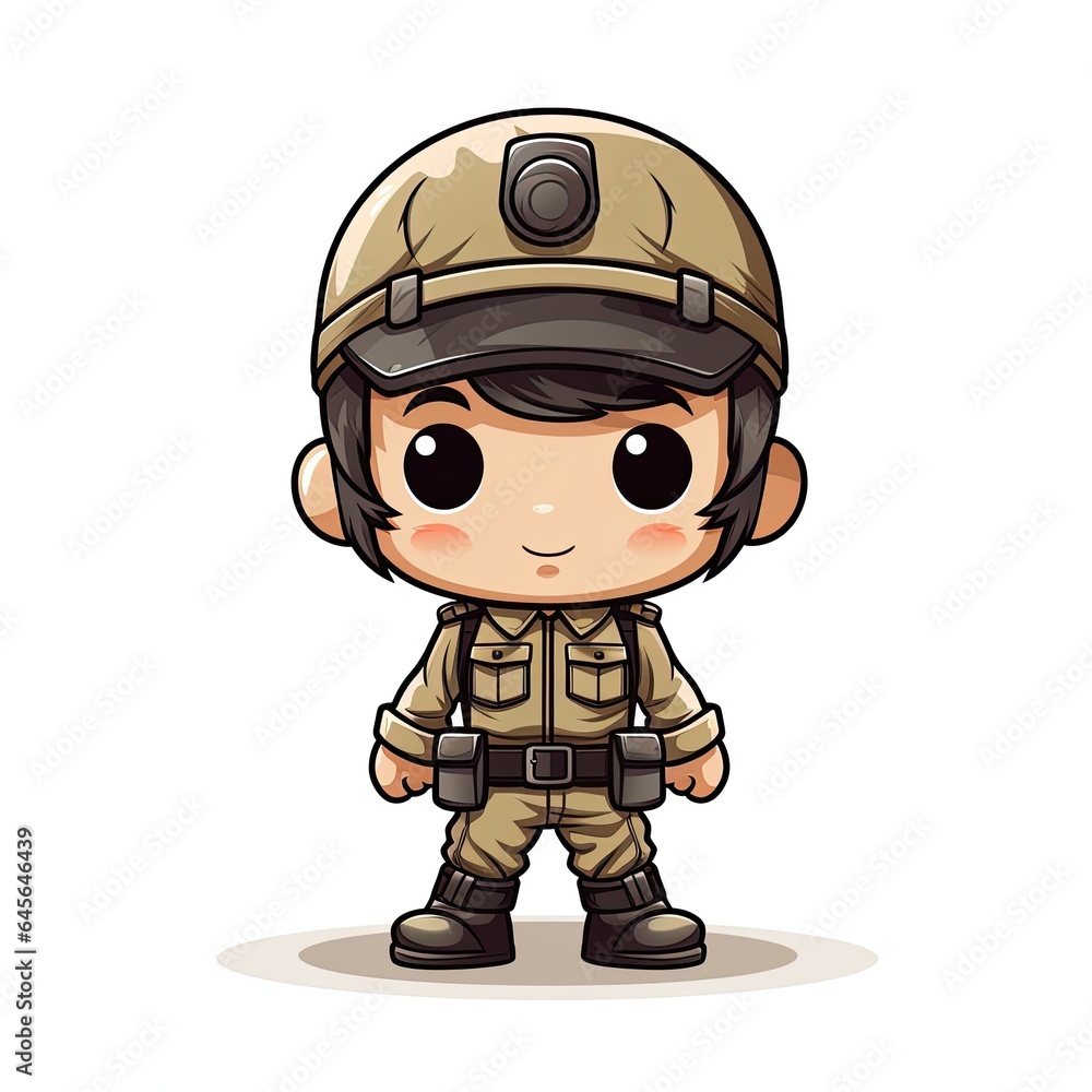Cute Cartoon Soldier isolated on a white background Cute Cartoon Soldier isolated on a white background