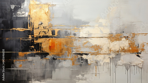 Abstract Art of Deconstructed Black and Silver Gold Foil