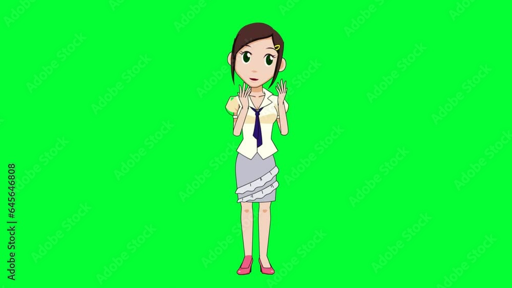 Cartoon girl clapping background and 2d animation, Cartoon character, lady clapping, happy, green screen, women claps, applause hands Cartoon girl clapping background and 2d animation, Cartoon character, lady clapping, happy, green screen, women claps, applause hands