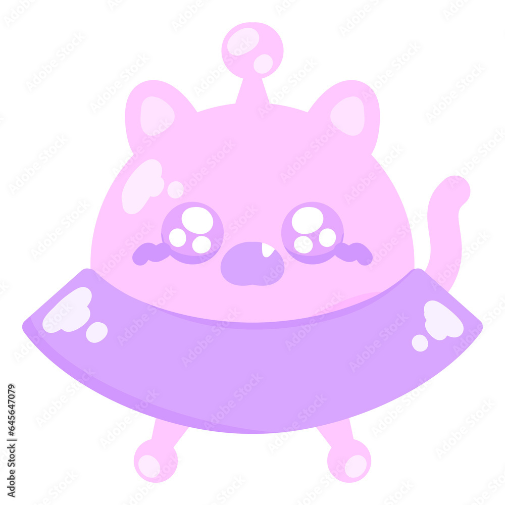 ピンクの猫ちゃんUFO⭐︎PNG