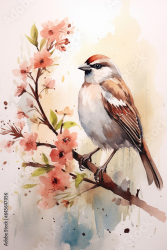 Watercolor sparrow © justagirl
