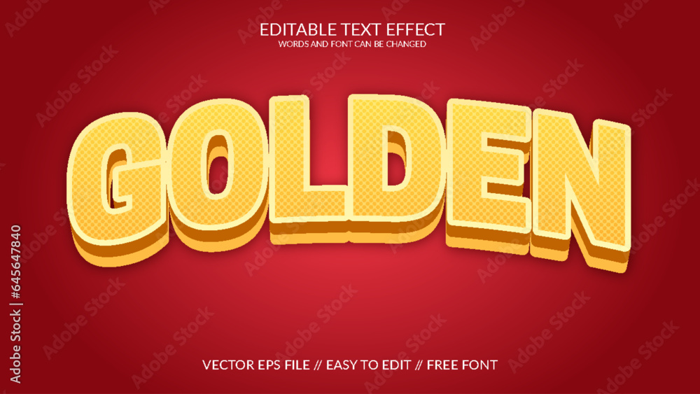 Golden 3d fully editable eps text effect template